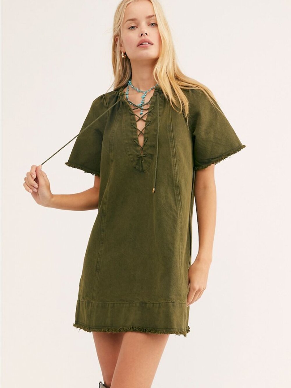 Free People When Hearts Align Green Mini Dress XS
